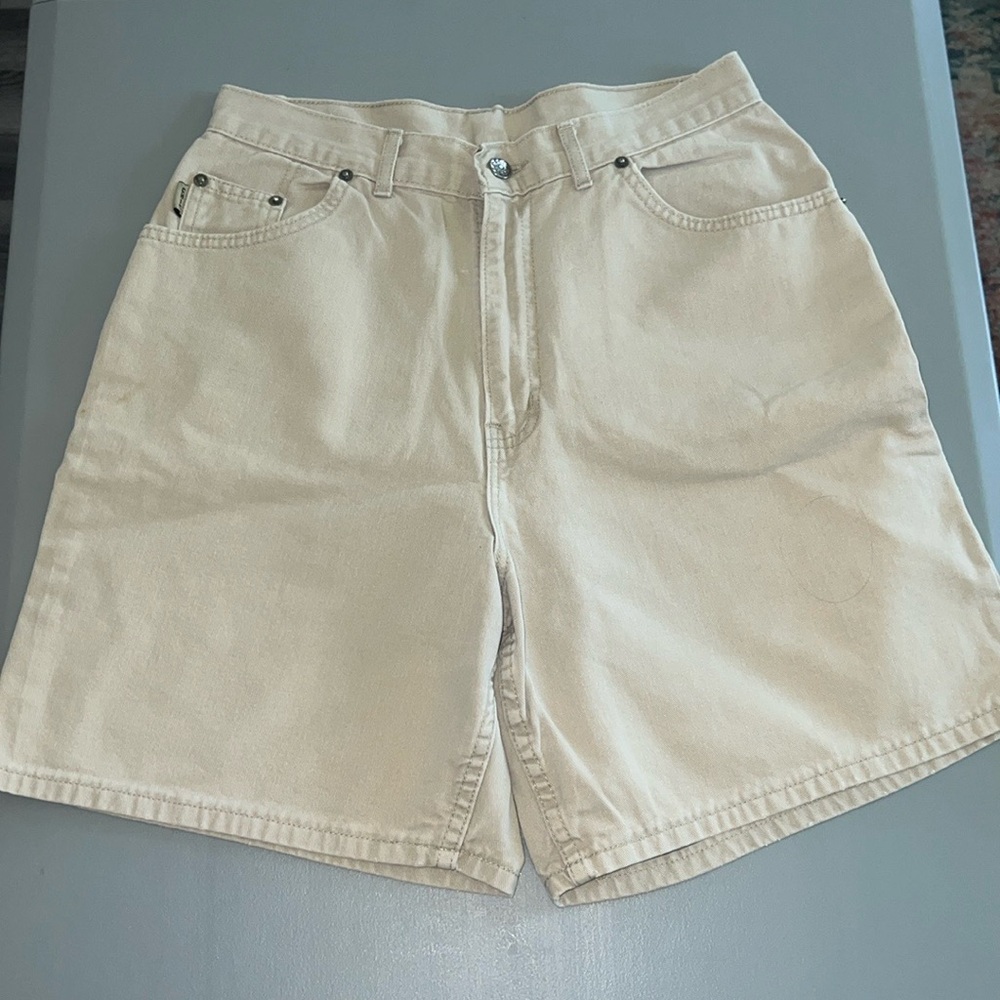 Chic Vintage Retro High Waisted Tan Denim Jean Shorts Size 12